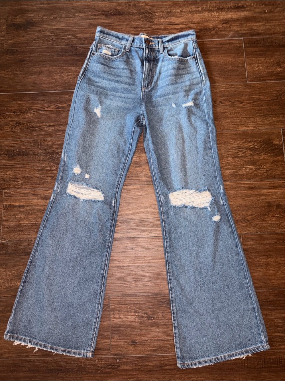 Altar'd State Light Blue Distressed Flare Jeans
